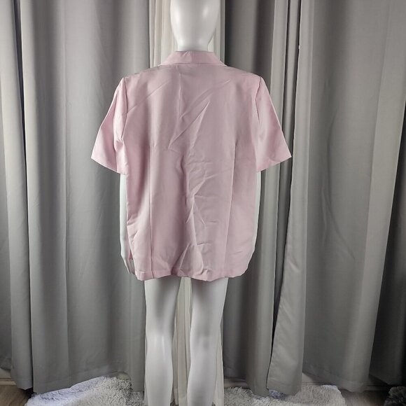 Fashion Bug Women's Pink One Button Short Sleeve, Blouse Shirt Plus Size 16W - Picture 3 of 12